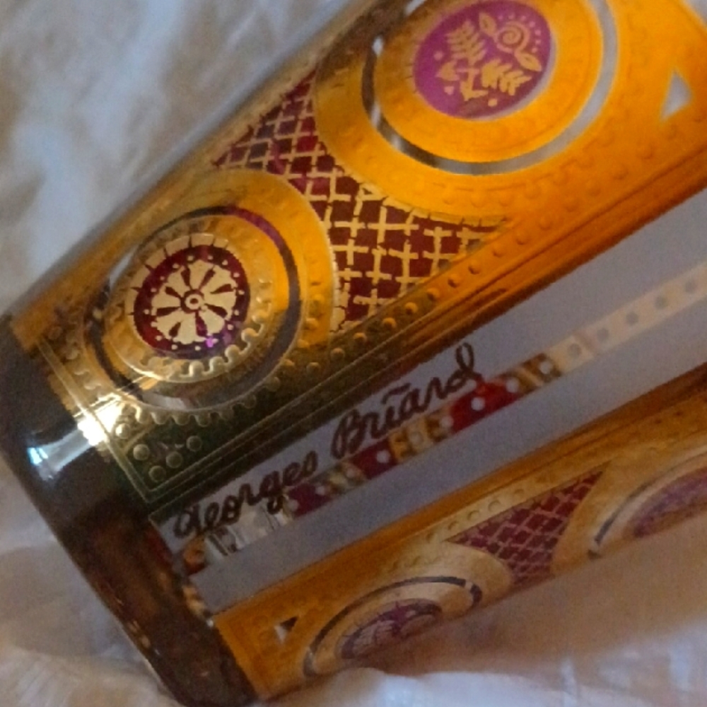 Georges Briard Gold and Red Glass Tumbler